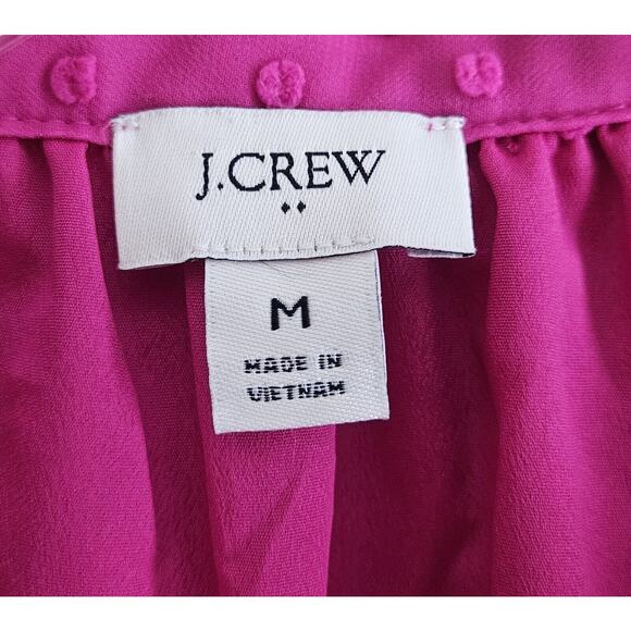 J. CREW Women's M Blouse Ruffle Swiss Dot Fuchsia Button Up Valentines Bust 40" - Picture 3 of 9